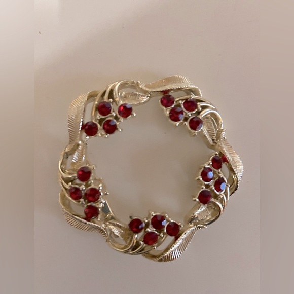Vintage Red Rhinestone Brooch - Picture 1 of 2